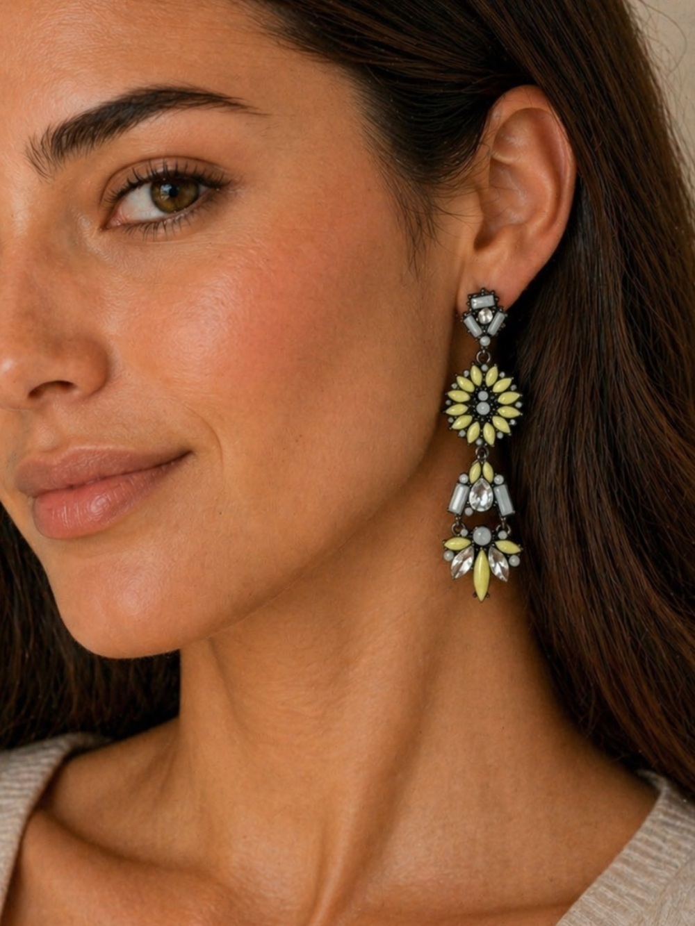 Yellow Floral Drop Earrings - Brand